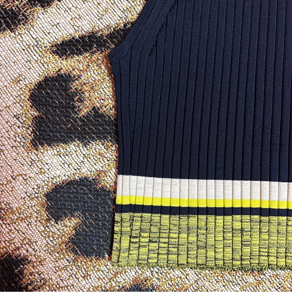 Rag & bone navy yellow ribbed cropped tank - Picture 6 of 13